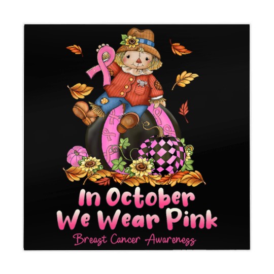 In October We Wear Pink Ribbon Scarecrow Mahjong Mats
