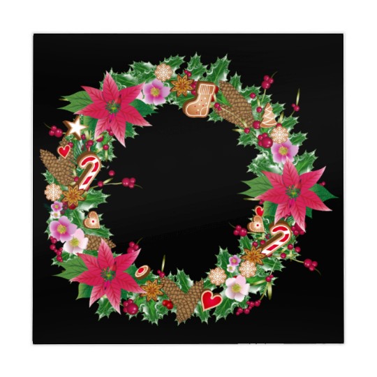 classic Christmas wreath lavishly decorated Mahjong Mats