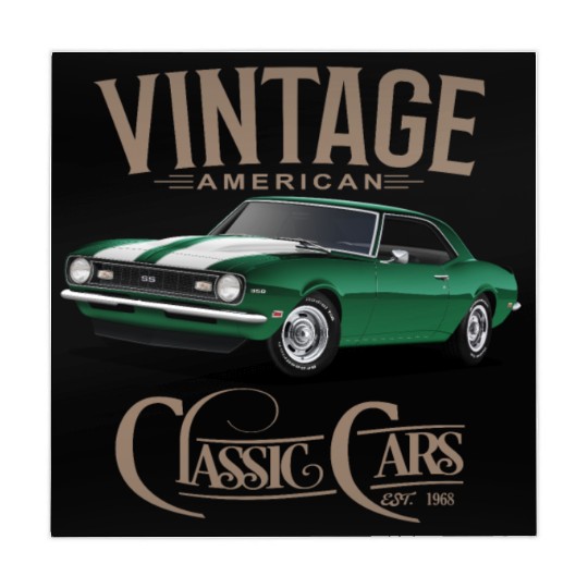 Vintage Green Camaro Classic Car Mahjong Mats