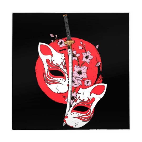 Kitsune mask Japanese sword Katana Japanese Mahjong Mats