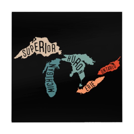 Great lakes USA, Michigan Lake Erie Lake Mahjong Mats