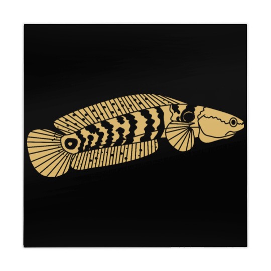 black and gold channa snakehead fish illustrations Mahjong Mats