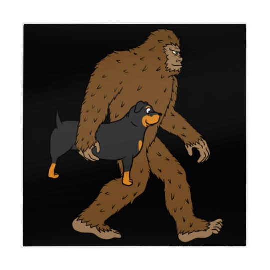 Bigfoot Sasquatch Carrying Rottweiler Mahjong Mats