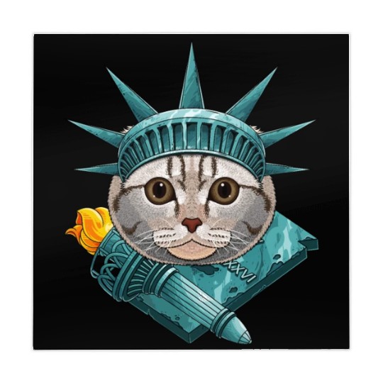 Statue Of Liberty Scottish Fold 4th Of July Cat US Mahjong Mats