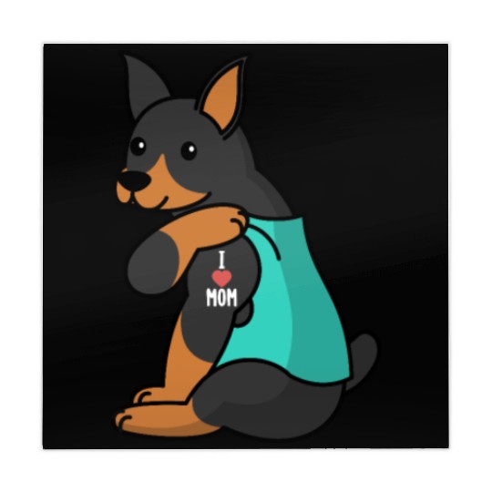 I Love Mom Tattoo Doberman Mahjong Mats