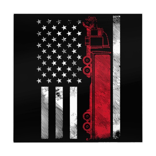 US American Flag Semi Truck Driver 18 Wheeler Mahjong Mats