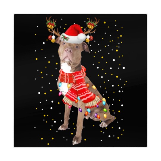 Pitbull Reindeer Christmas Light Mahjong Mats
