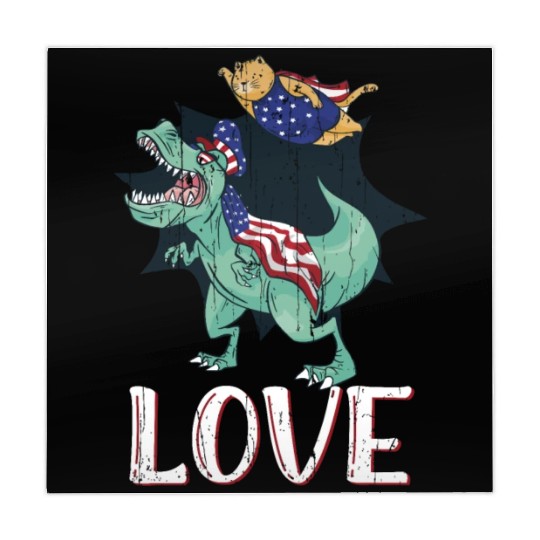 Love America Cat Dinosaur USA Flag 4th Of July Mahjong Mats