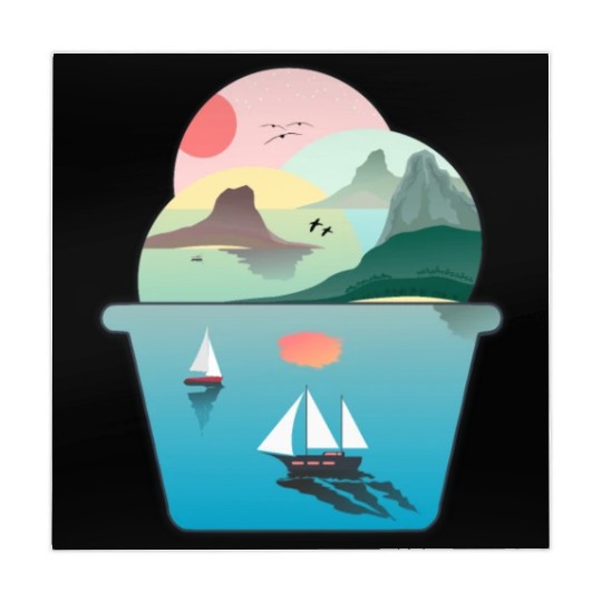 Summer Ice Cream Ocean Wanderlust Sailing Sunset Mahjong Mats