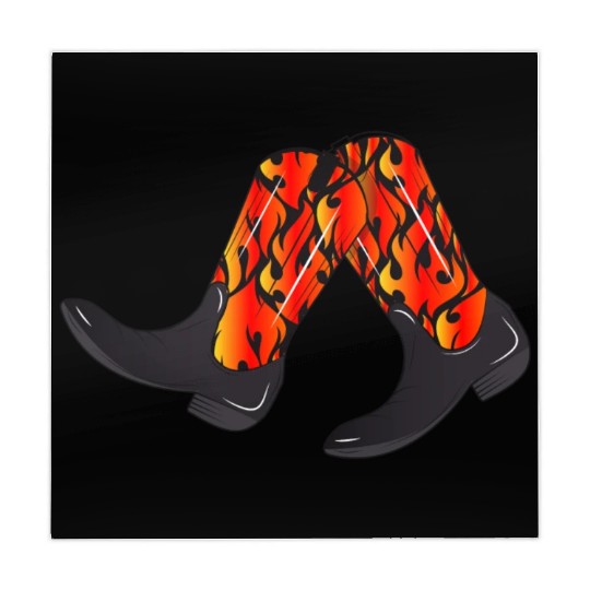 extravagant western boots with flame pattern Mahjong Mats