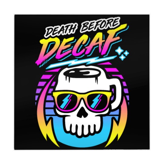 Death Before Decaf (Skull Mug) Retro Neon 80s 90s Mahjong Mats