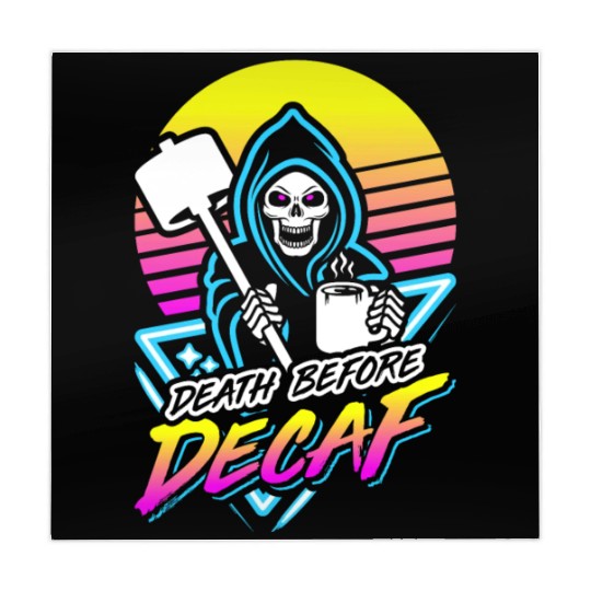 Death Before Decaf (Gym Reaper) Retro Neon Mahjong Mats