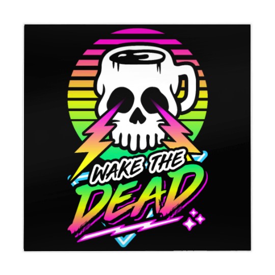 Wake The Dead (Skull Mug) Retro Neon Synthwave 80s Mahjong Mats