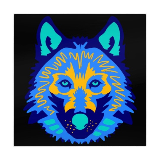 blue wolf face Mahjong Mats