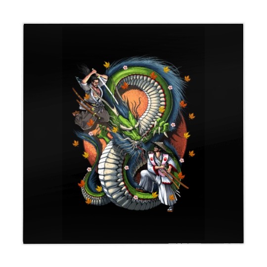 Japanese Dragon Samurai Warrior Battle Mahjong Mats