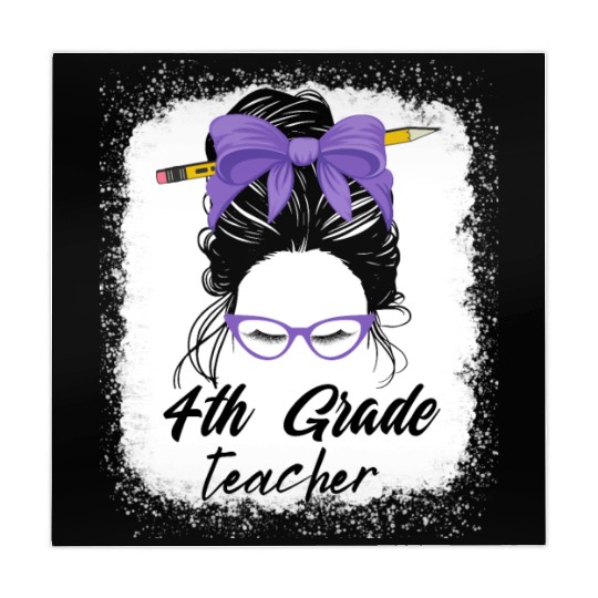 4th grade teacher messy bun back to school funny Mahjong Mats