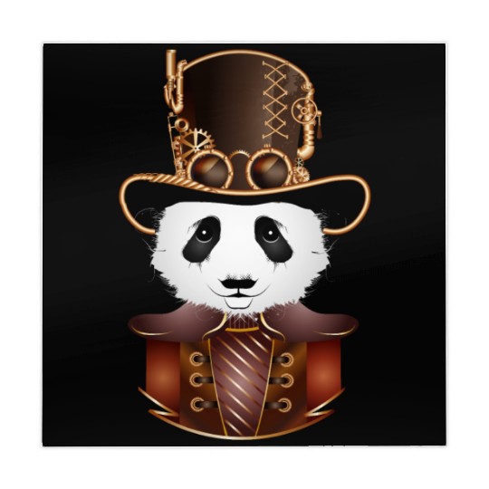 Steampunk panda bear with antique top hat look Mahjong Mats