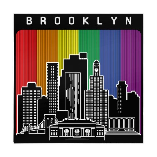 Brooklyn New York Skyline Rainbow Flag Mahjong Mats
