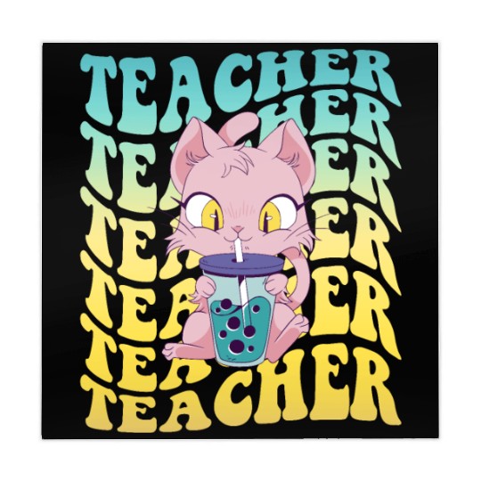 Boba Tea Teacher Kawaii Cat Groovy Back To School Mahjong Mats