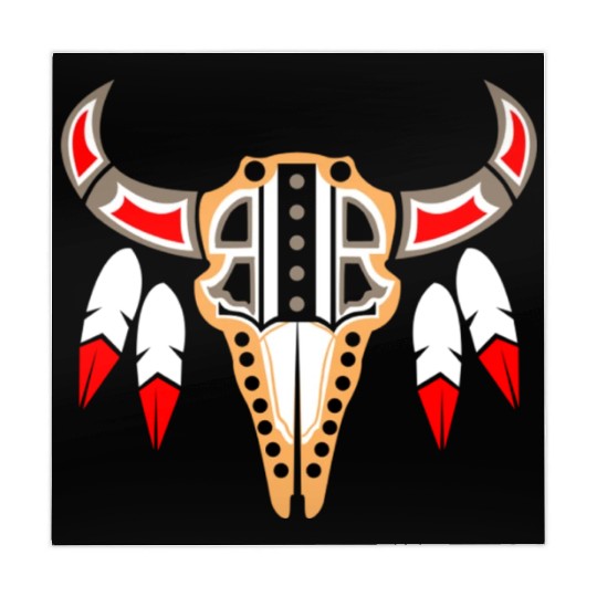 Native American Buffalo Skull for Tribal Art Lover Mahjong Mats