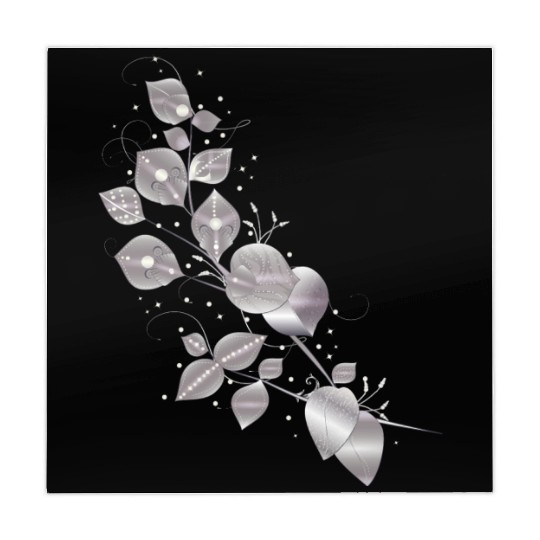 noble leaf tendril in metallic silver look Mahjong Mats