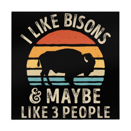 I Like Bisons and Maybe 3 People Retro Sunset Vint Mahjong Mats