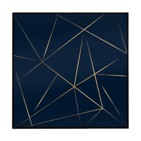 Luxury Gold Navy Blue Geometric Polygon Mahjong Mats