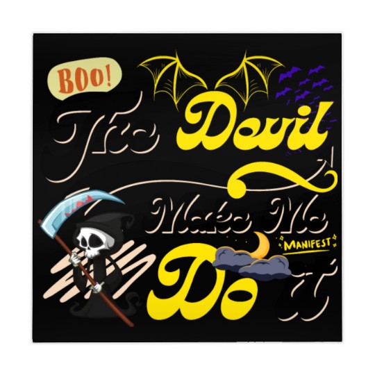 Devil Make Me Do it Death toon funny Halloween. Mahjong Mats