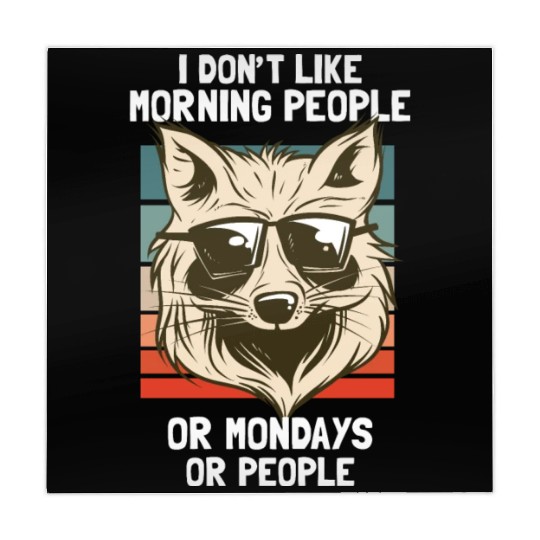 Cute raccoon morning motivation with glasses Mahjong Mats