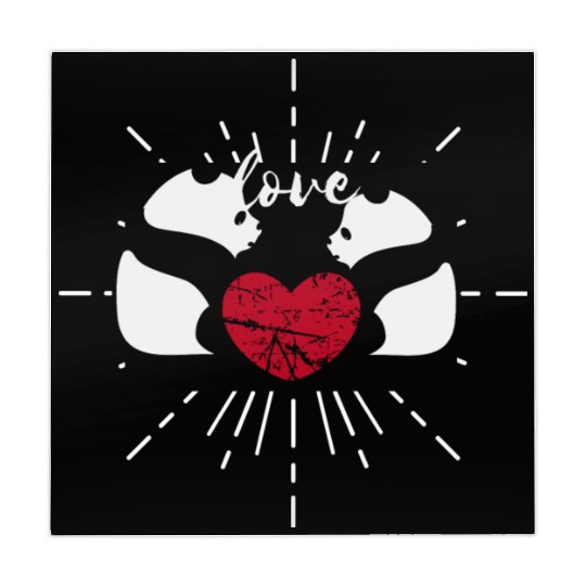 Panda love panda with a heart in the middle Mahjong Mats