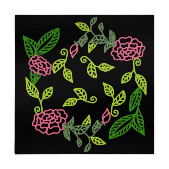 Decorative pattern with flowers and green leaves Mahjong Mats