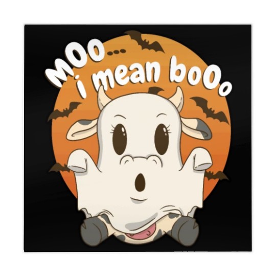 Moo I Mean Boo Ghost Cow Pumpkin Moon Lazy Mahjong Mats