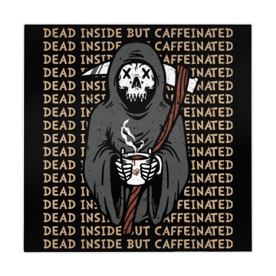 Dead inside but caffinated skull coffee reaper Mahjong Mats