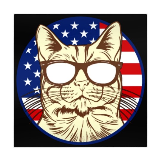 Cat With America Flag I Cat Lover American Flag Fu Mahjong Mats