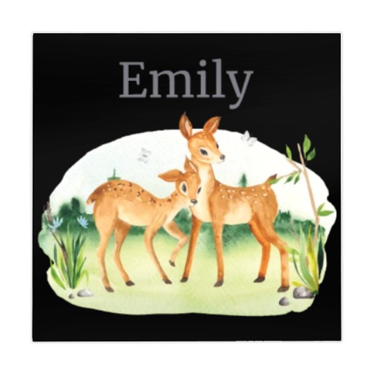 Forest Animal Deer Flowers Name Emily Mahjong Mats