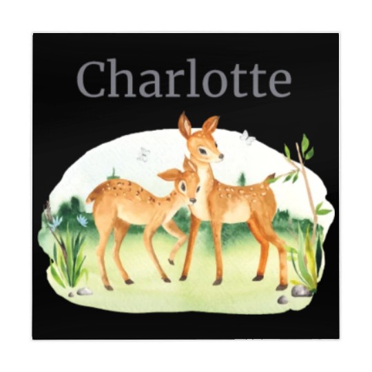 Forest Animal Deer Flowers Name Charlotte Mahjong Mats