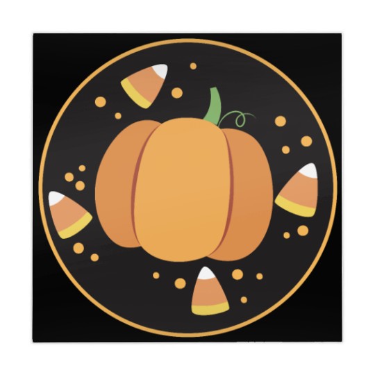 Pumkpin on a circle with candy corn Mahjong Mats