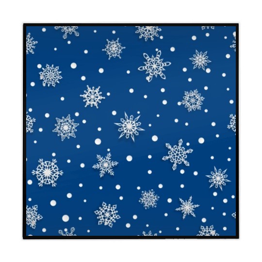 Modern Navy Blue Snowflakes Pattern Mahjong Mats