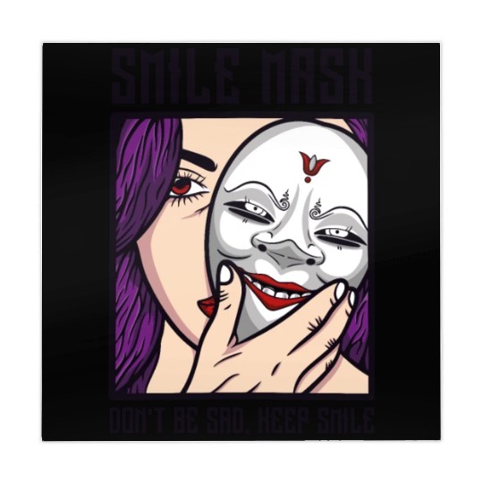 Do not be sad, keep smile. Woman with mask smile Mahjong Mats