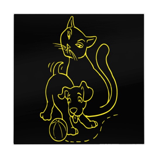 Cat And Dog Yellow Mahjong Mats