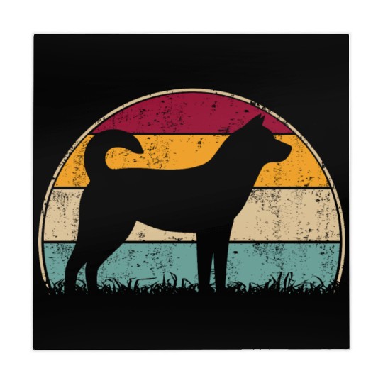 Korean Jindo Dog Retro Vintage Sunset Silhouette Mahjong Mats