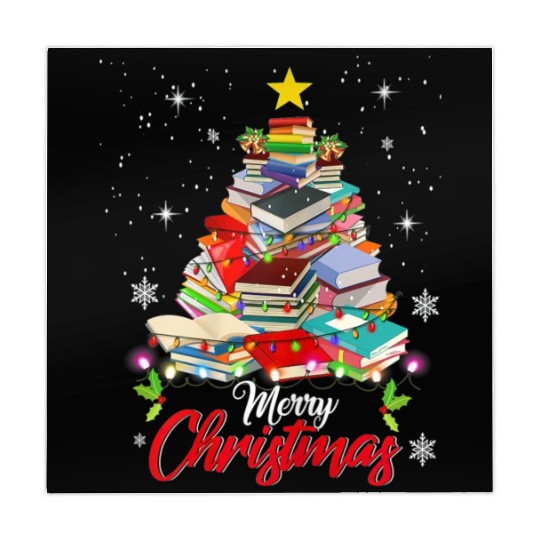 Merry Christmas Tree Love Reading Books Librarian Mahjong Mats