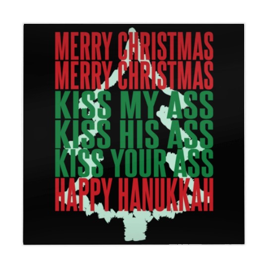 Merry Christmas Kiss My Ass Funny Hanukkah Tree Mahjong Mats