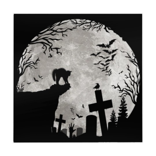 Halloween Black Cat Werewolf Full Moon Bats trick Mahjong Mats