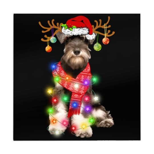 Funny Puppy Lover Schnauzer Christmas Lights Mahjong Mats