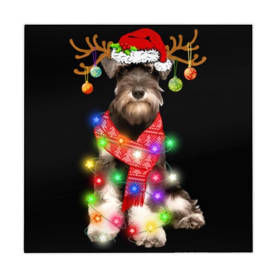 Funny Puppy Lover Schnauzer Christmas Lights Mahjong Mats