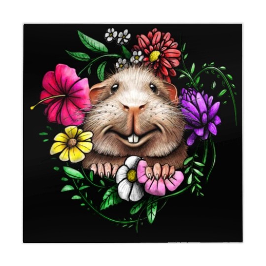 Smooth Hair Guinea Pig With Colorful Flowers Mahjong Mats