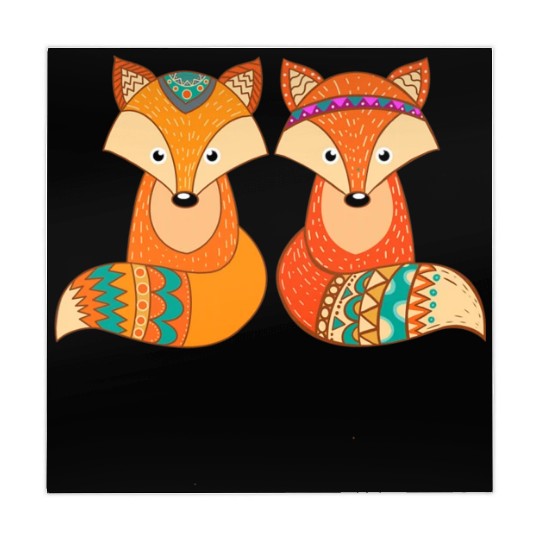 Tribal Fox Couple Wildlife Animal Lover Zookeeper Mahjong Mats