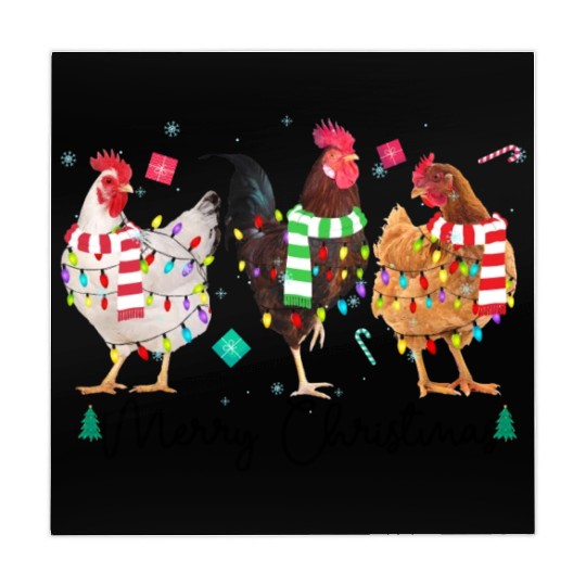 Merry Christmas Funny Chicken With Christmas Light Mahjong Mats