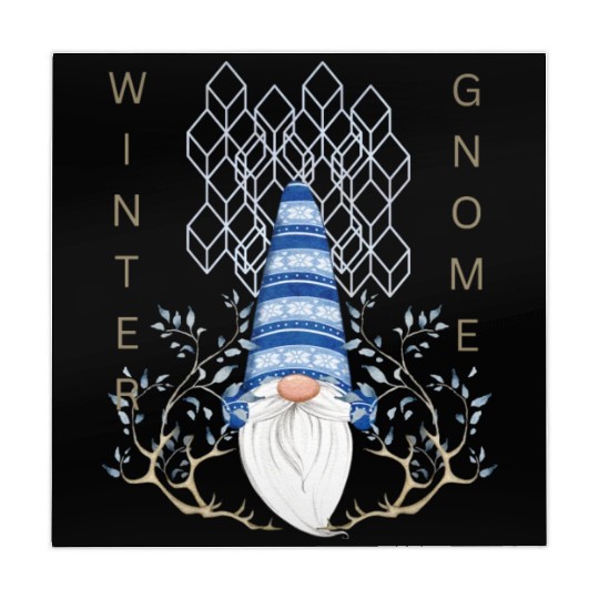 Winter Gnomes Geometric Blue Leafs Mahjong Mats